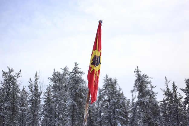 A unity flag at the northern camp