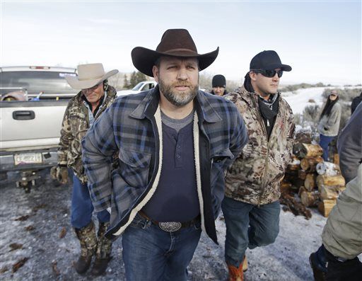 Ammon Bundy, one of the sons of Nevada rancher Cliven Bundy, arrives for a news conference at Malheur National Wildlife Refuge near Burns, Ore., on Wednesday, Jan. 6, 2016. With the takeover entering its fourth day Wednesday, authorities had not removed the group of roughly 20 people from the Malheur National Wildlife Refuge in eastern Oregon's high desert country. (AP Photo/Rick Bowmer)